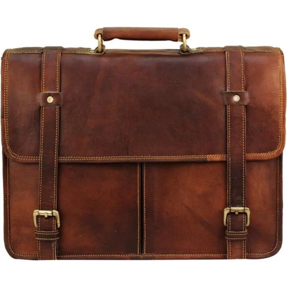 15 Inch Brown Leather Messenger Bag for Men and Women | Best Laptop Briefcase